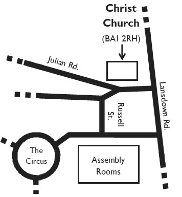 Map showing location of Christ Church